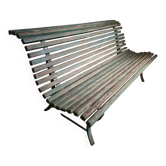 Banc de jardin français en bois et fer, années 1950