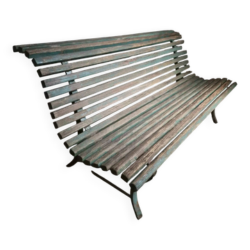 French garden bench in wood and iron, 1950s