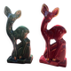 Pair of Art Deco deer by Charles Lemanceau in red and green ceramic.