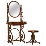 Victorian Thonet dressing table in bent wood with adjustable stool.