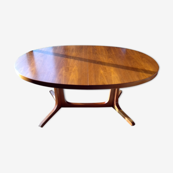 Table ovale en teck allonges intégrées 1960