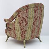 Pair Art Dèco Style French Brass And Fabric Armchairs, 1950s