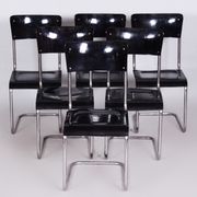 Set of 6 Vintage Bauhaus Chairs, Restored, Gloss, Vichr a Spol, Czechia, 1930s