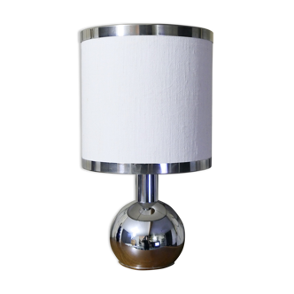 Table lamp 1970's chrome and linen restored