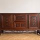Grand buffet bas rustique en bois massif et fer forgé