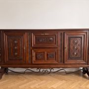Large rustic sideboard in solid wood and wrought iron