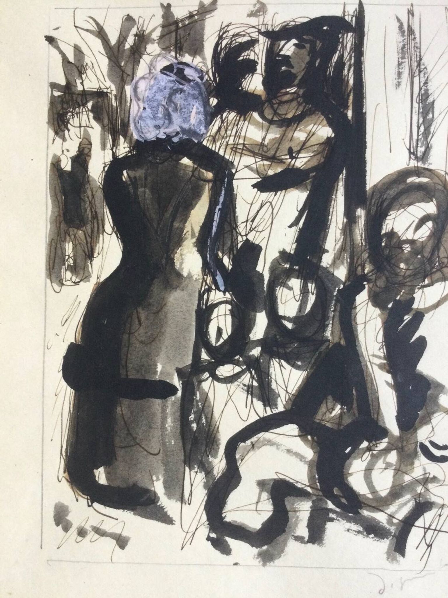 Illustration of Boule de Suif, gouache and ink by André DIGNEMONT.