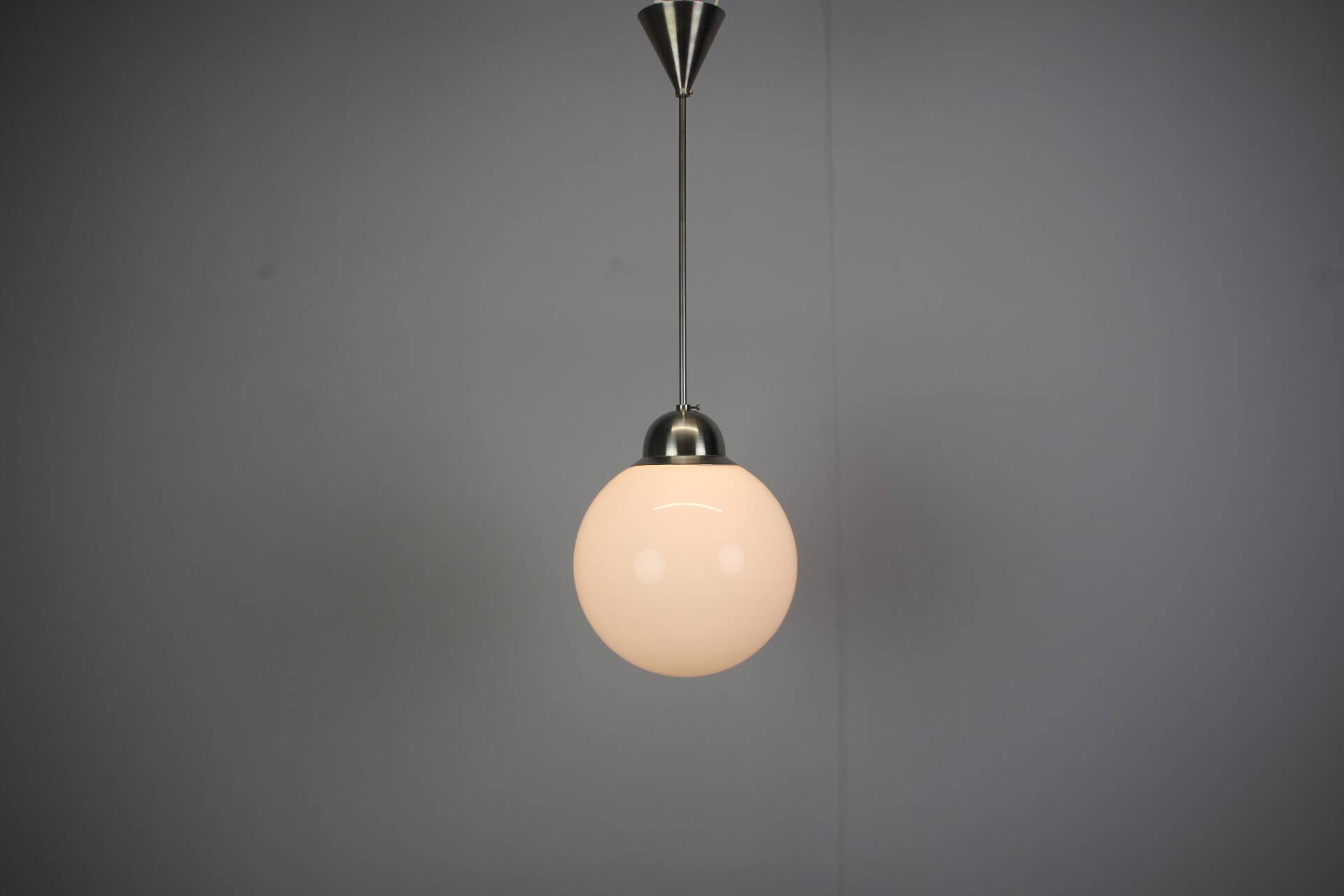 Suspended globe chandelier in glass Art Deco, Europe, 1930s