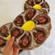Set of 4 ceramic oyster plates from Vallauris serving dishes.