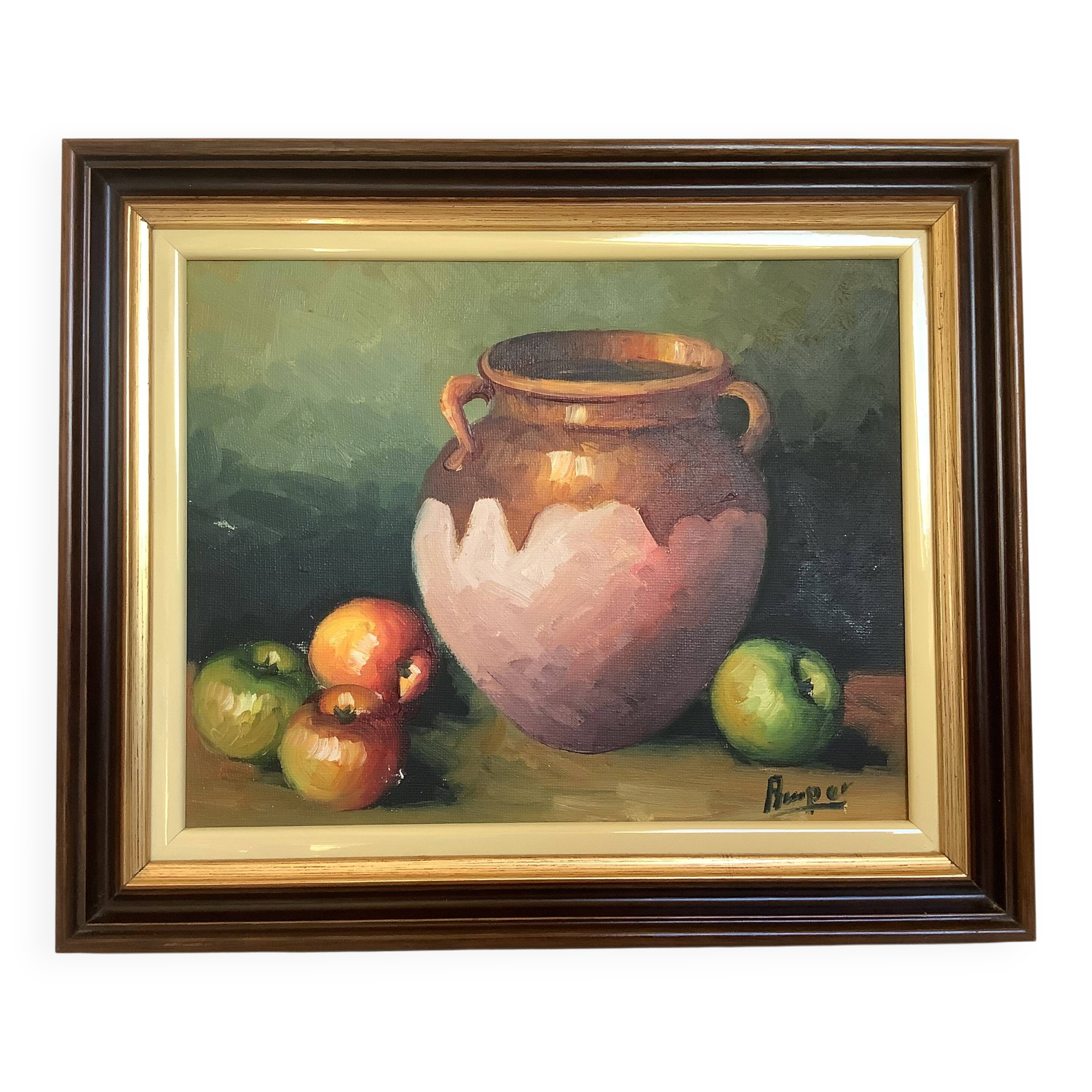 Tableau nature morte huile sur toile signée
