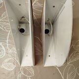 Pair of postmodern wood and plexiglass wall lights from the 1980s.