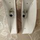 Pair of postmodern wood and plexiglass wall lights from the 1980s.