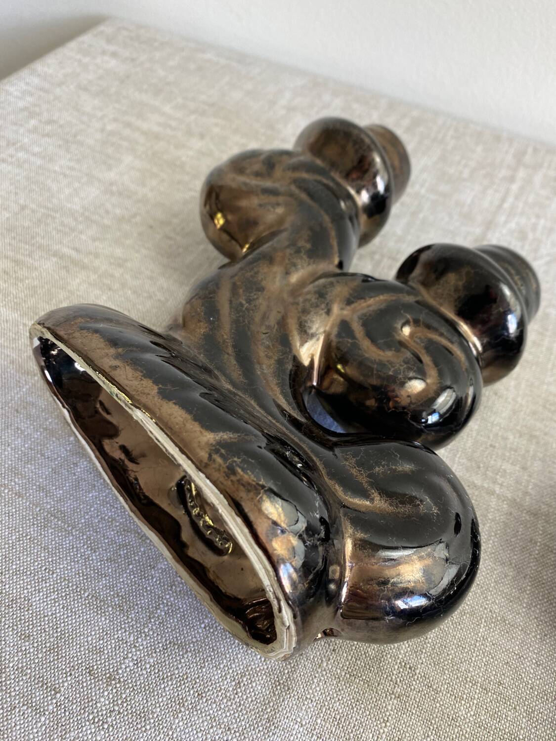 Pair of Vallauris iridescent ceramic candle holders