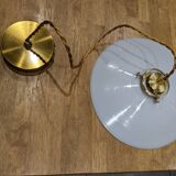 Suspension vintage en opaline blanche