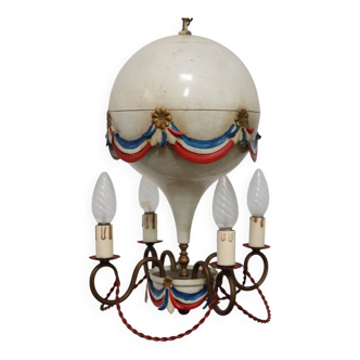 French Style Balloon Toleware Chandelier from the 1950s