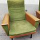 Paire de fauteuils vintage verts et skai marron