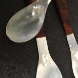 Set of 4 spoons in mother-of-pearl and rosewood