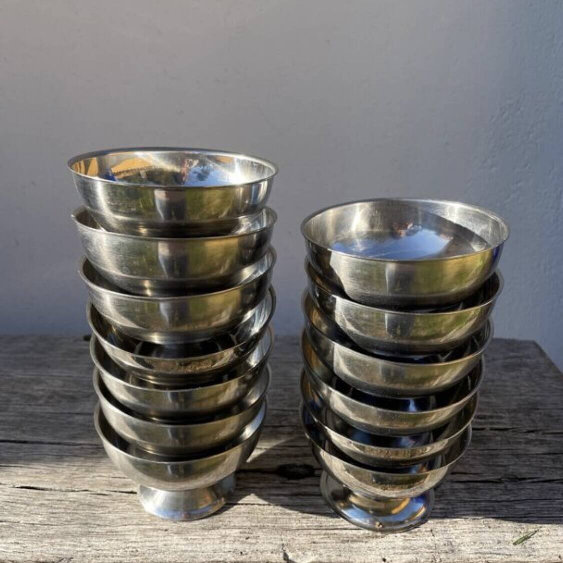 12 vintage stainless steel bowls