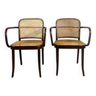 Ligna (Thonet A811), années 1930, Rotin, Vintage Set de 2