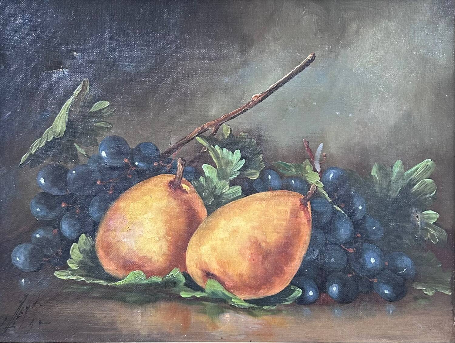 Old painting pears and grapes