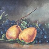Tableau ancien poires et raisins