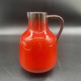 Vintage red ceramic pitcher – Germany, 1960s–70s – Mid-century decor