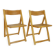 Pair of vintage folding chairs in beech and canework. Italy 70s