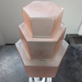 Vintage Skyscraper ceiling light, pink glass table lamp, Bauhaus Art.