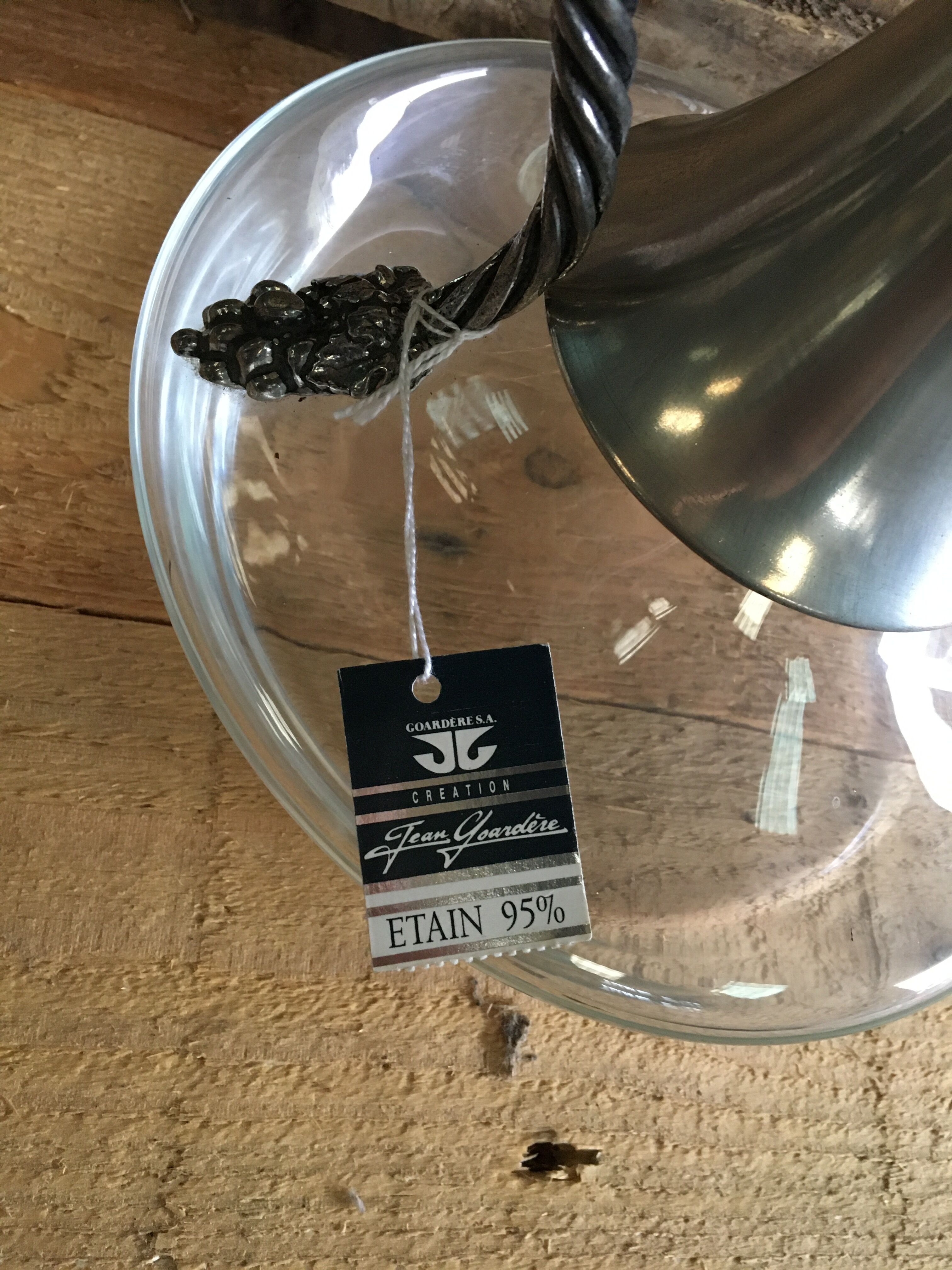 Pretty decanting carafe Jean Goardere 95% tin