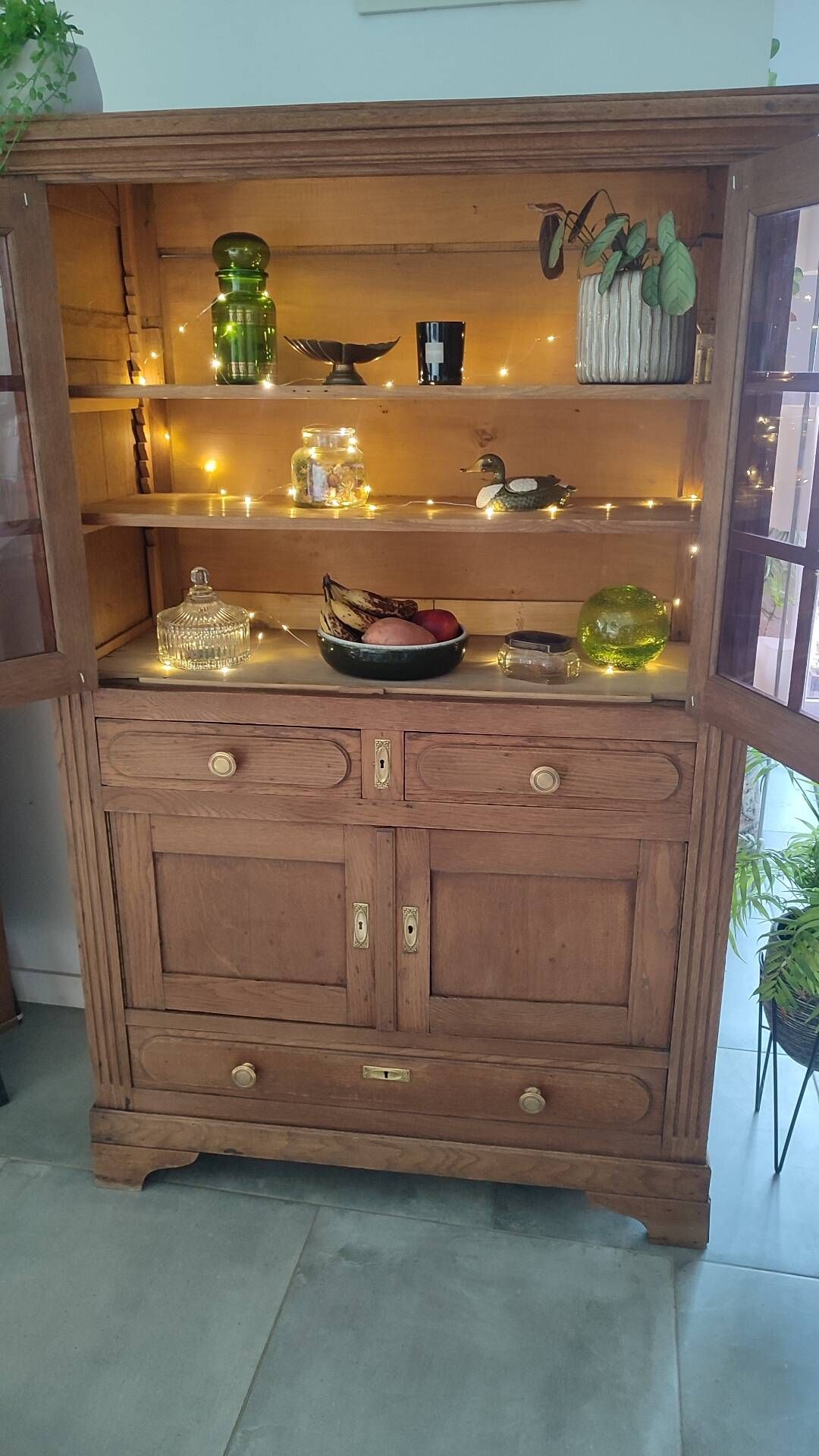 Vintage oak display cabinet