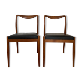 Pair of Scandinavian chairs in teak and skaï, 1965