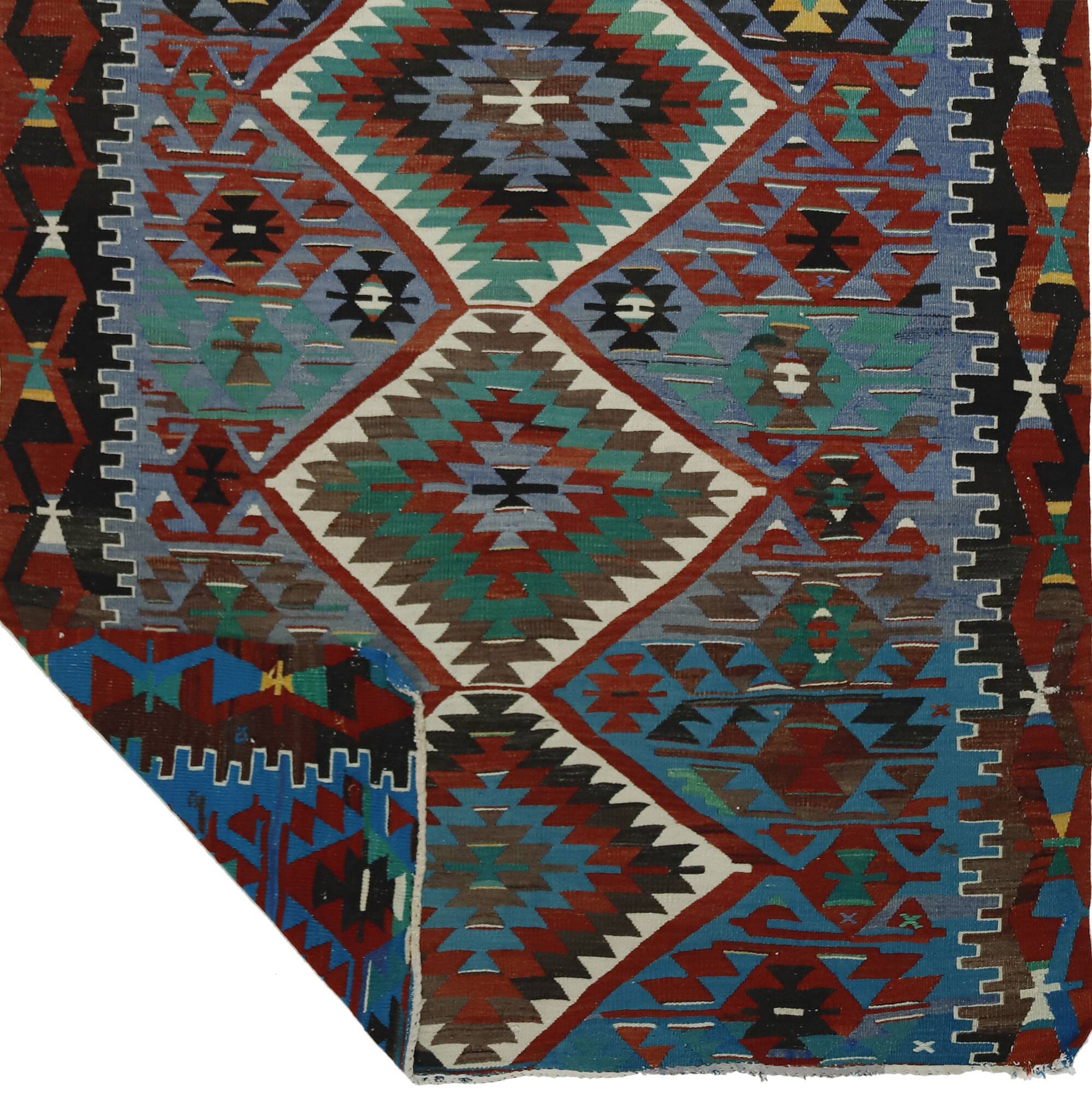 Area kilim rug ,vintage wool turkish handknotted kilim, 295 cmx 160 cm rug