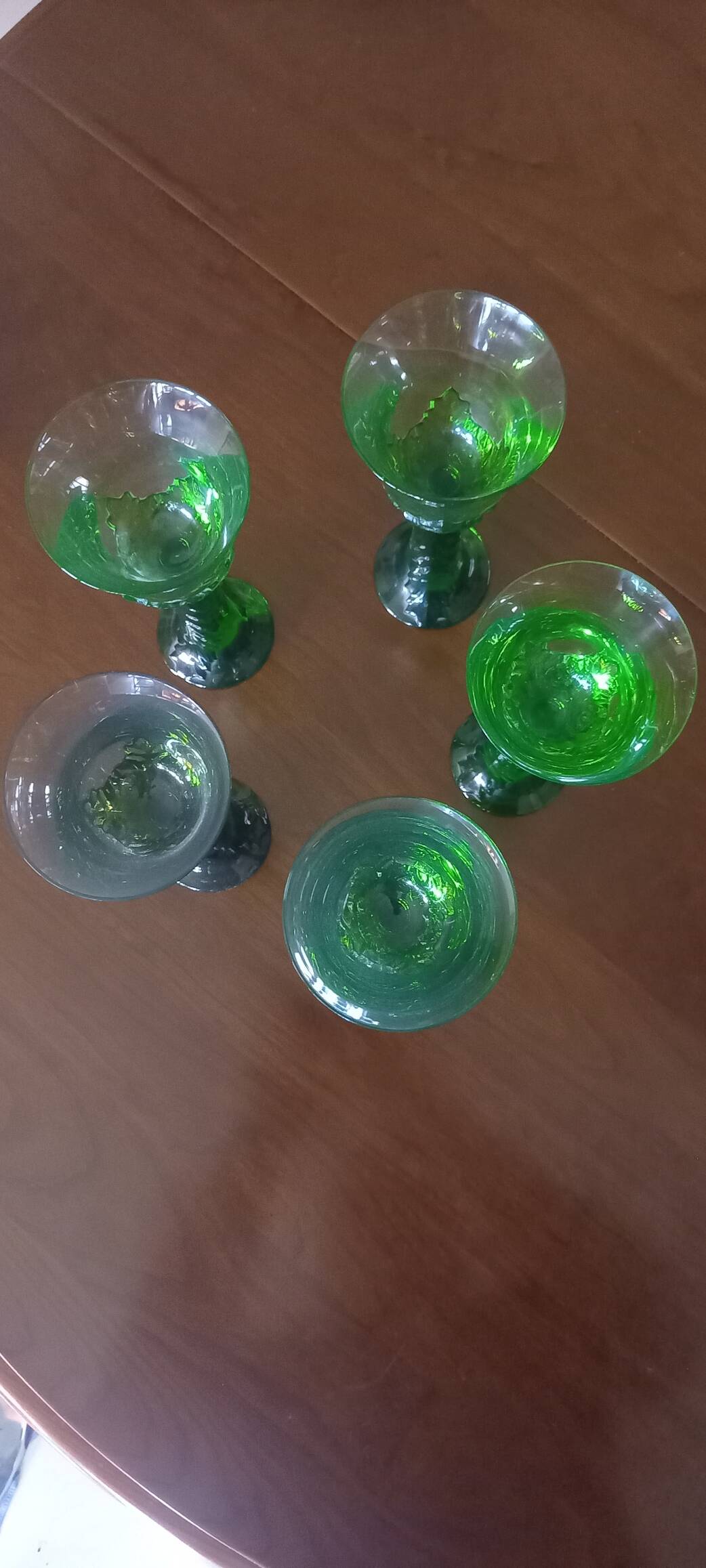 Set of 5 Saint Louis crystal wine glasses.