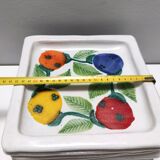 Set of Six Vintage Square Hand-Crafted Earthenware Plates by De Simone, Italy