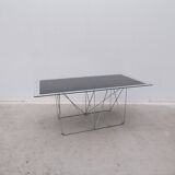 Max Sauze dining table in metal and enameled glass, 1960
