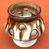 1950s Candle holder / Lantern on a glazed ceramic pedestal