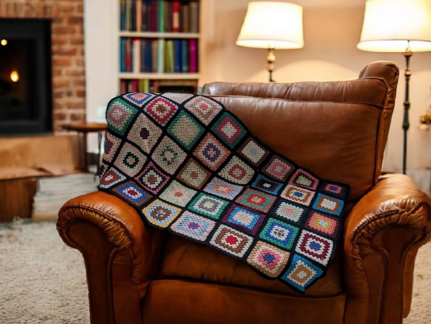 Plaid, jetée de canapé Granny. Vintage