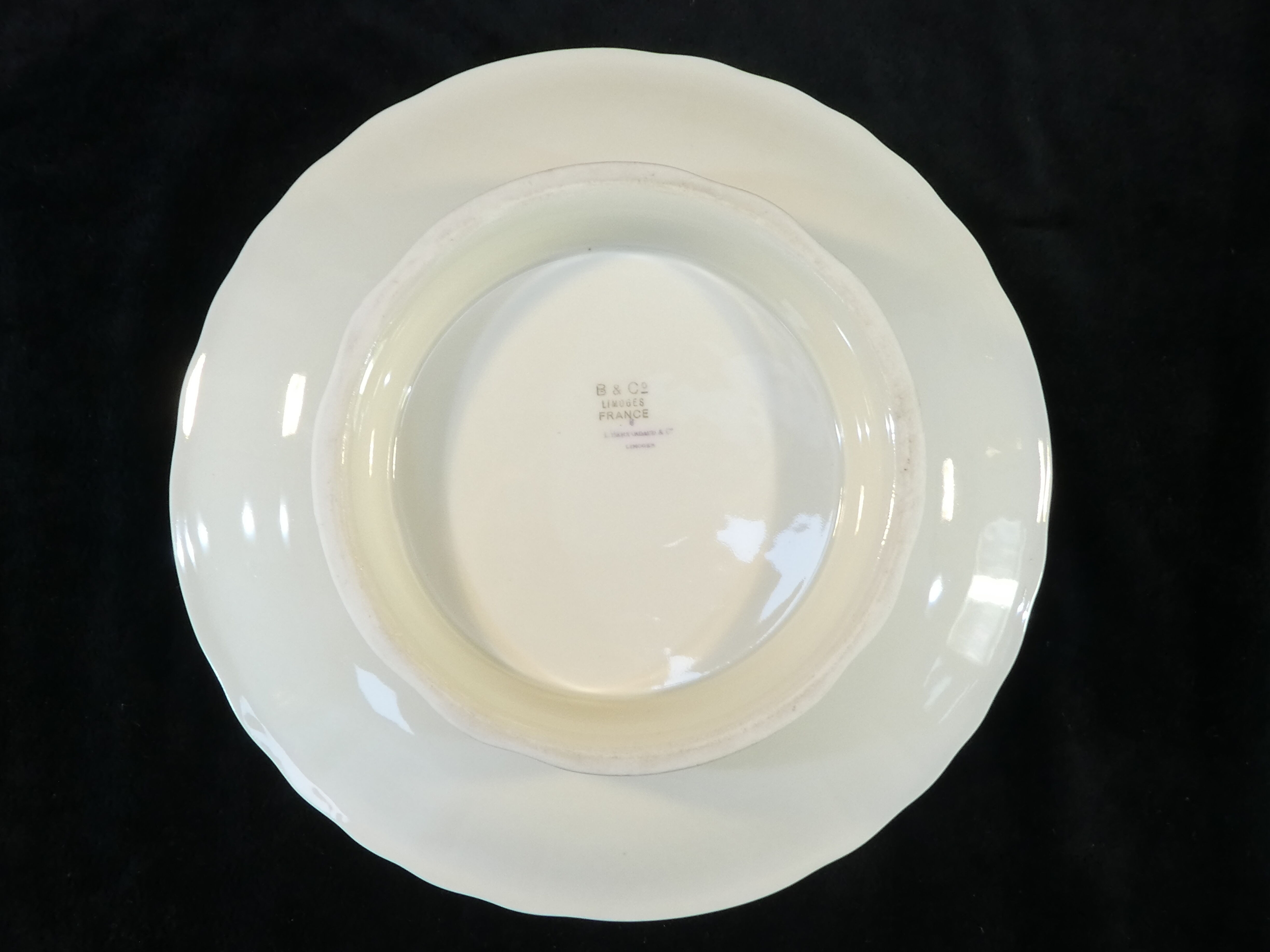 Compotier en porcelaine bernardaud limoges décor fleur rose / pourpre