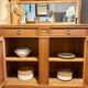Raw wood sideboard and its mirror