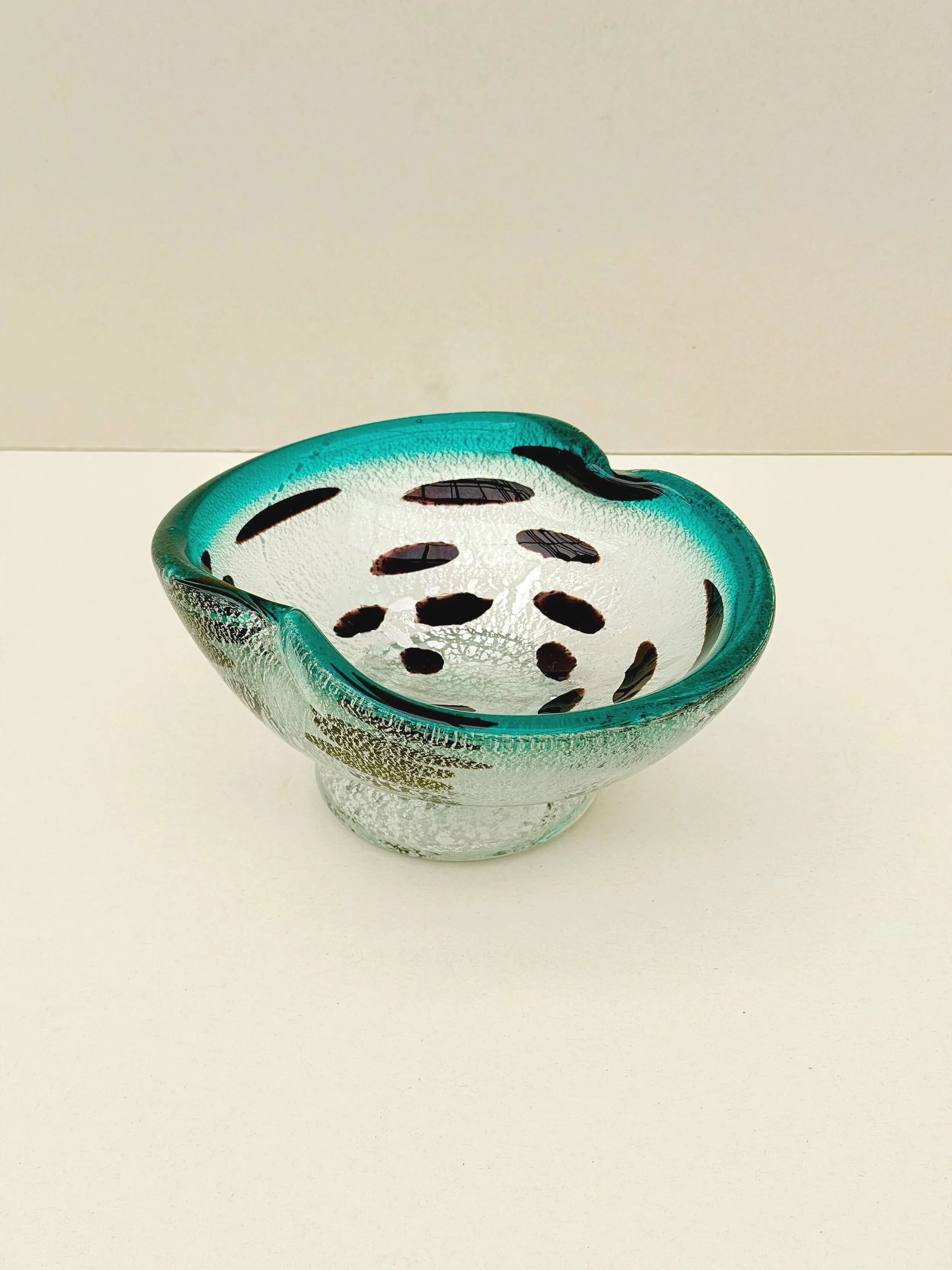 Murano glass catchall with silver inlays, Italy 1960.