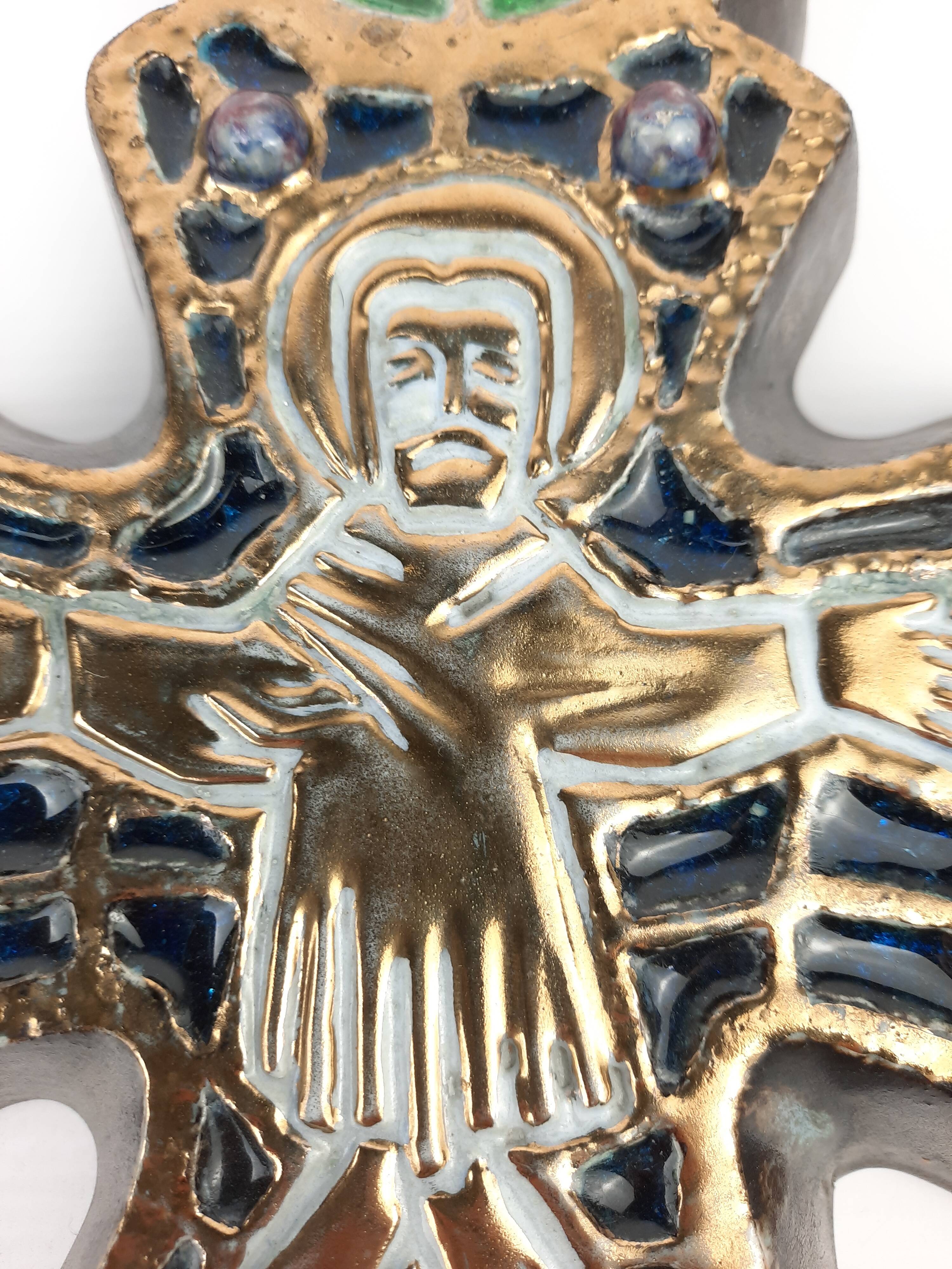 Art deco roger guérin bouffiloux ceramic cross