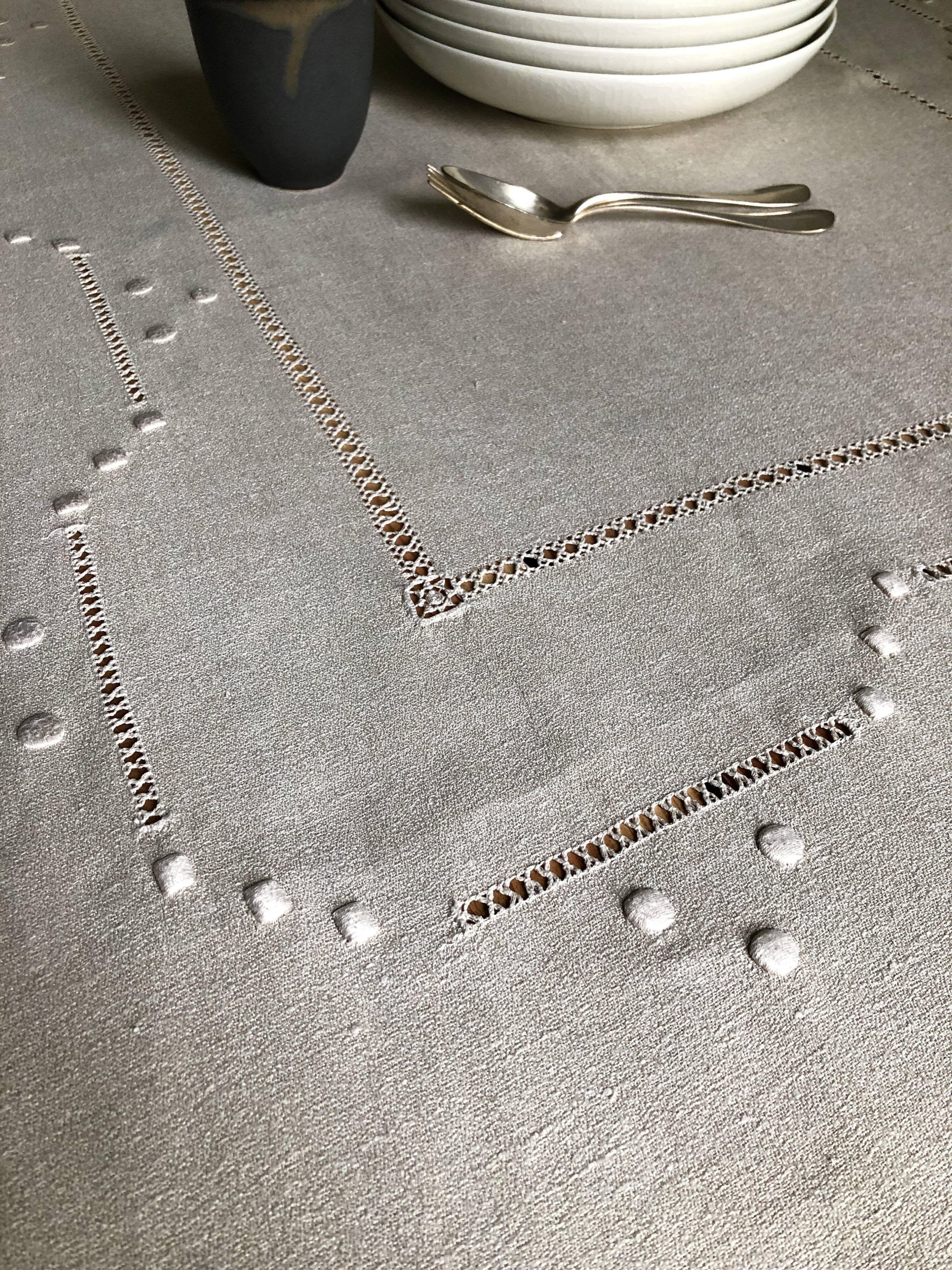 Antique linen tablecloth and whipped cream silk