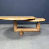 Table basse pivotante à deux niveaux en bois par Roche Bobois, années 1980