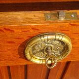 Vintage oak sideboard with sentry boxes and mirror