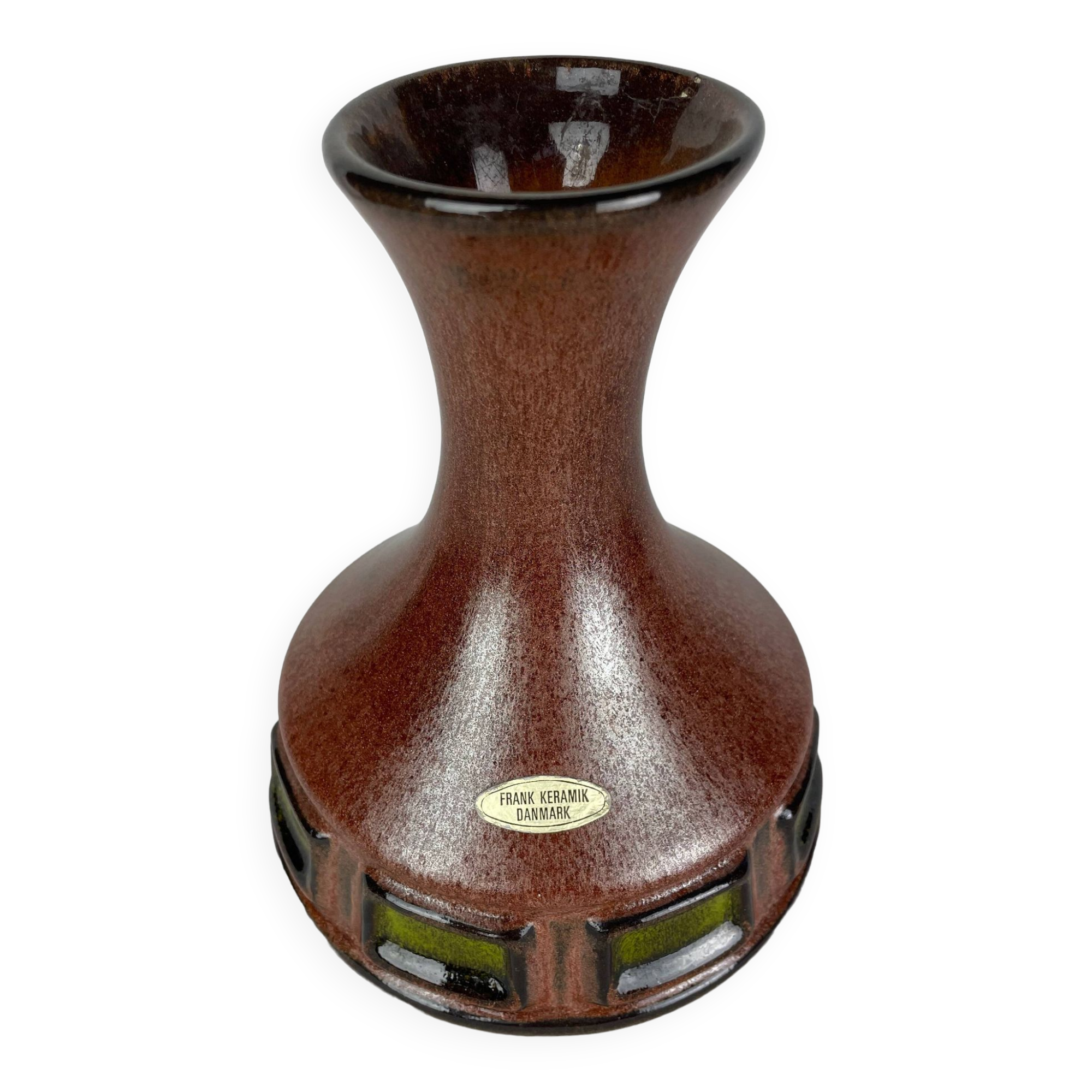 Vase made in Denmark brown and green