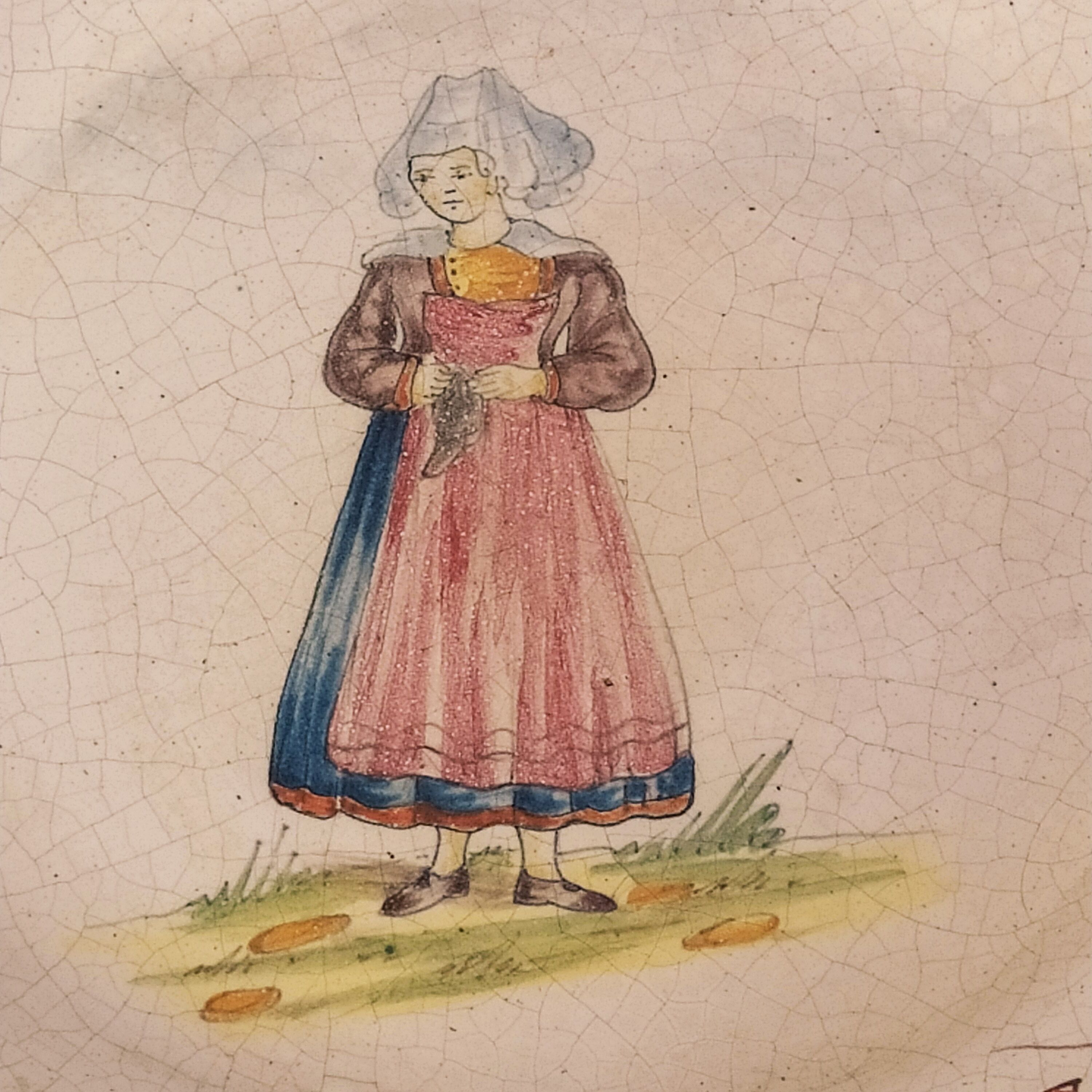 Pair of old plates faience of malicorne