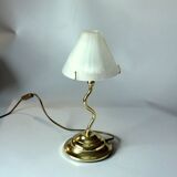 Lampe de table décorative en laiton et verre laiteux, vintage