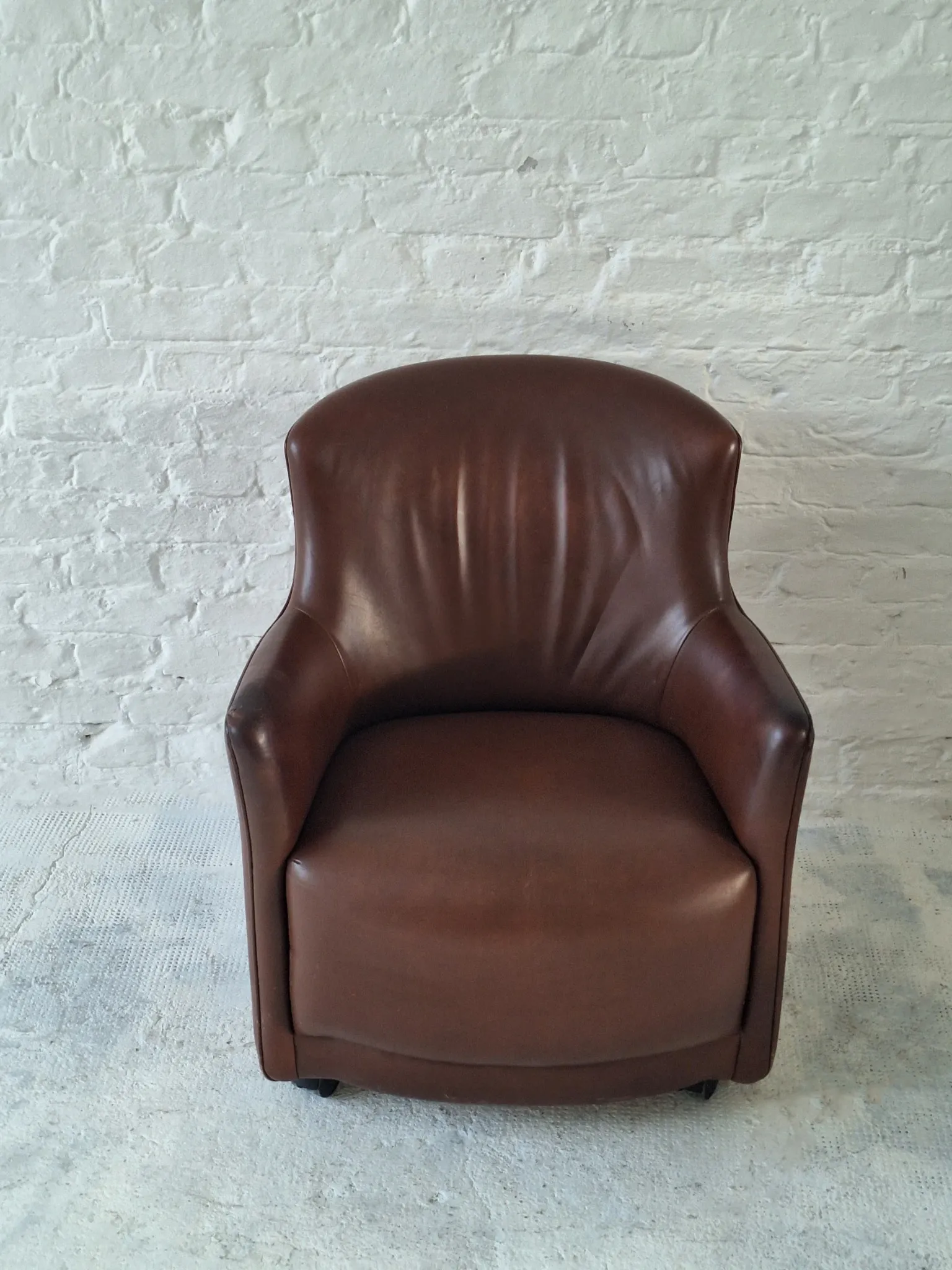 Mid century club chair in cigar-brown patinated leather, 1960s