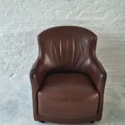 Mid century club chair in cigar-brown patinated leather, 1960s