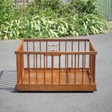 Folding wooden baby park on wheels, vintage park